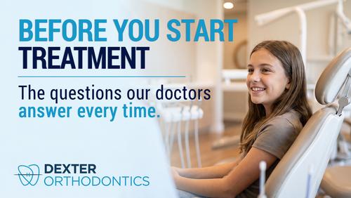 Smiling teen patient sitting comfortably in an orthodontic consultation chair, representing the ease of asking questions before starting treatment.